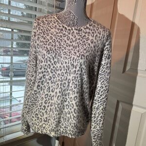 Ann Taylor Gray Leopard Print Sweater